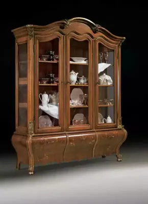 Produktbild von Luxus Holz Vitrine Anrichte Design Schränke Braun Italienische Möbel