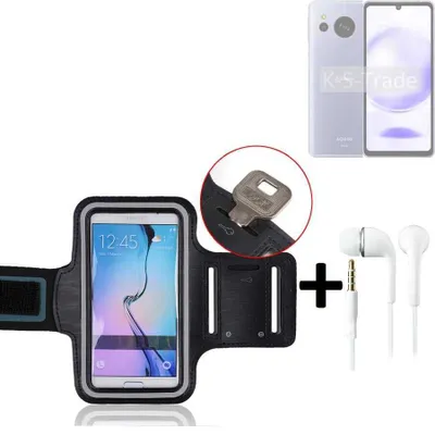Produktbild von TOP SET kompatibel mit Sharp Aquos Sense8 Neopren Jogging Armband Sportarmband Oberarmband kompatibel mit Sharp Aquos Sense8 schwarz mit Reflektor