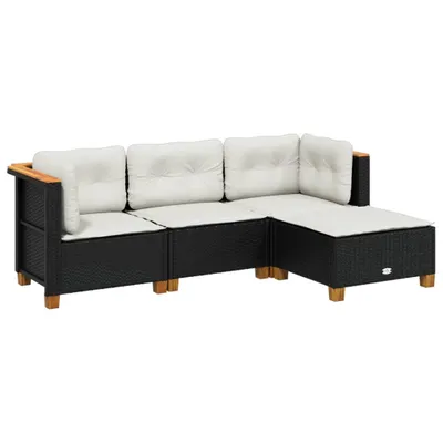 Obrázok produktu pre vidaXL 4-dielna záhradná sedacia súprava s vankúšmi Black Poly Rattan
