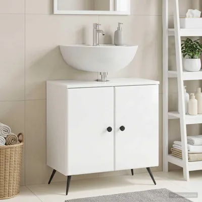 Immagine prodotto di Maison Exclusive - Mobile lavabo BREDA, finitura lucida bianca, dimensioni 59,5 x 31,5 x 59 cm