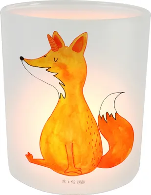 Produktbild von Mr. & Mrs. Panda Glas Teelichthalter Einhorn Wunsch - Transparent - Geschenk, Kerzenhalter, Windlicht Klein, Fuchs, Füchse, Fuchshörnchen, Einhörner, Unicorn, Unicorns