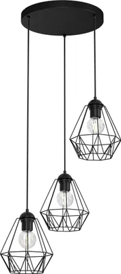 Obrázek produktu pro Závěsné světlo černé 3 světla drátěné stínidlo výškově nastavitelné E27 kovová závěsná lampa jídelní stůl obývací pokoj