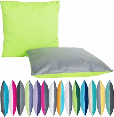 Produktbild von JACK 2-farbiges Wende Outdoor Lounge Kissen 45x45cm Dekokissen inkl. Füllung Wasserfest Sitzkissen Garten Stuhl Lotus Effekt, Farbe:Grau - Grün