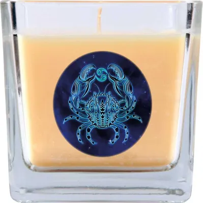 Produktbild von HS Candle "Sternzeichen" Duftkerze Vanille im Bonbonglas ( Krebs ) - viele Motive zur Auswahl, 190g - Brenndauer bis zu 50 Std - Cancer