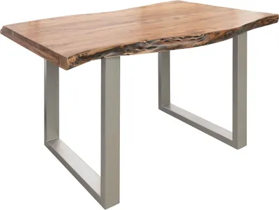 Image de MASSIVMOEBEL24 | Table à manger 140x90 Acacia laqué Bois naturel / Gris mat FREEFORM 5