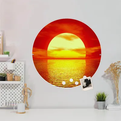 Produktbild von Design Stahlmagnettafel Weiß Rund 47cm Sonnenuntergang