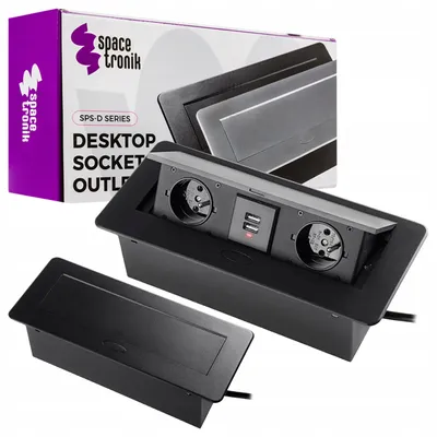 Obrázok produktu pre Spacetronik Nábytková stolová zásuvka 2x 230V + 2x USB-A čierna