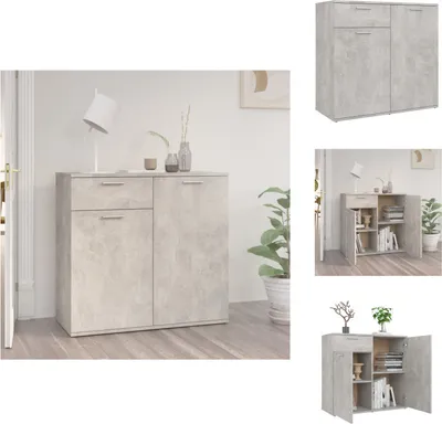 Image de vidaXL Sideboard gris béton 80x36x75 cm Bois composite - Sideboards