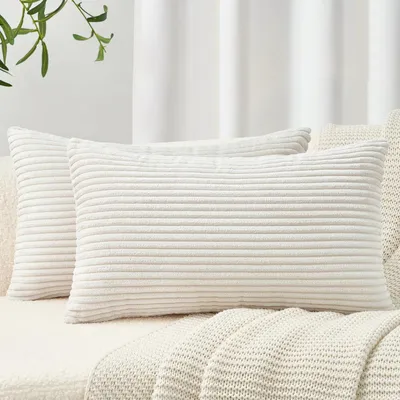 Produktbild von Kissenbezüge 40x70 cm Kordsamt Creme Gestreift 2er Set