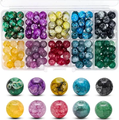 Produktbild von Natürliche Edelsteine - 200 Stück - runde Edelsteine zum Auffädeln - Steinperlen - Edelsteinperlen für die Schmuckherstellung und DIY-Handwerk - Dekoration - 8 mm - 10 Farben