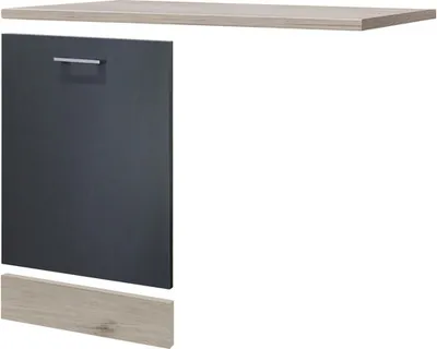Obrázok produktu pre Sada krytu na plne vstavanú umývačku Flex Well Tiago vr. pracovné dosky a soklové lišty čadičová sivá