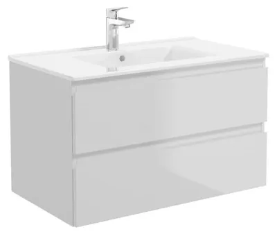 Image de OLTENS : Meuble sous-vasque pour salle de bain, modèle Vernal, dimensions 81 x 48,8 cm, avec 2 tiroirs