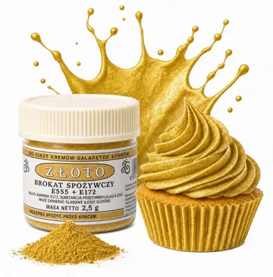 Produktbild von Essbarer Glitzer Pulver Gold für Torten, Kuchen, Fondant, Desserts und Speisen
