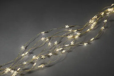 Produktbild von Konstsmide - LED Sternenlametta 10 Stränge  à 20 Dioden , 200 warm weiße Dioden, 12V Innentrafo, goldfarbener Draht; 6371-180