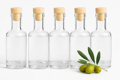 Produktbild von 5er Set Glasflaschen 250 ml mit Naturkorken
