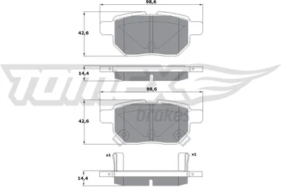 Produktbild von TOMEX brakes Bremsbeläge Satz Hinten Bremsklötze für TOYOTA Yaris Schrägheck (P9) TX 15-01