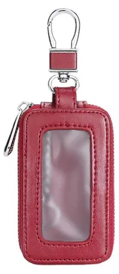 Immagine prodotto di Custodia per chiavi auto, portachiavi in ecopelle rossa con cerniera
