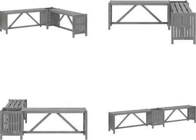 Produktbild von vidaXL Garten Eckbank mit Pflanzkübel 117 cm Massivholz Akazie Grau - Gartenbank - Gartenbänke - Garten-Eckbank - Garten-Eckbänke