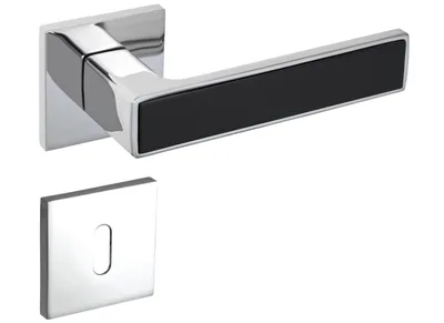 Produktbild von Gavroche Türgriffe Set Buntbart Türklinken für Innentüren in Silber Chrom und Schwarz Drückergarnitur für Zimmertür mit eckiger Rosettengarnitur Zink