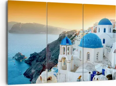 Produktbild von Bild auf Leinwand - Leinwandbild - Santorini Griechenland Urlaub Insel - 165x110cm - Wand Bild - Wanddeko - Leinwanddruck - Bilder - Kunstdruck - Leinwand bilder - Wandkunst - CE165x110-2529