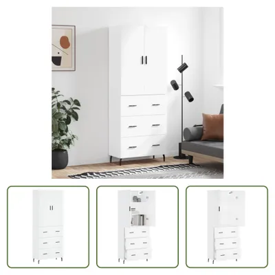 Produktbild von The Living Store Highboard Weiß 69,5x34x180 cm Holzwerkstoff