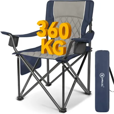 Produktbild von Großer Campingstuhl klappbar bis 360 kg – extra stabiler Outdoor-Klappstuhl mit Getränkehaltern und Tragetasche