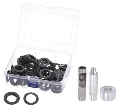 50 Sets Ösen mit Werkzeug, Kupfer, 20 mm, Schwarz