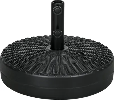 Produktbild von Outsunny Sonnenschirmständer 29 kg Sonnenschirmfuß für Ø38/48 mm Schirmstangen Schirmständer mit Rattanoptik für Garten Balkon HDPE Schwarz Ø51 x 36 cm