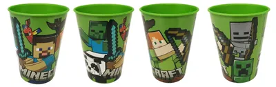 4 Kinderbecher 260 ml, stapelbar, BPA-frei, Minecraft-Design