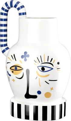 Zdjęcie produktu dla Gilde Henkelvase, "Fira", Gesichtsmotiv, Keramik, weiß, VE 1, L. 15 cm, B. 24 cm, H. 36 cm 59060 4063387590607