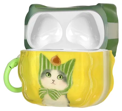 Produktbild von kwmobile In-Ear Kopfhörer Case für Apple AirPods 3 Hülle mit Karabiner - Headphones Case - Earphones Cover Etui - Katze & Kastanie