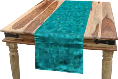 Produktbild von ABAKUHAUS Teal Tischläufer, Triangles Squares Moderne, Esszimmer Küche Rechteckiger Dekorativer Tischläufer, 40 x 180 cm, Türkis Aqua