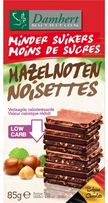 Produktbild von Damhert Schokolade weniger Zucker Haselnuss 85g