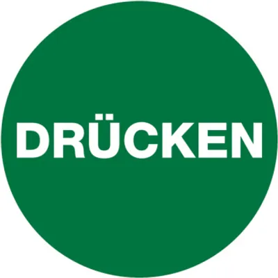 Produktbild von Dreifke® Türschild, Drücken, grün, Ø 60 mm, Folie selbstklebend 1 Stk.