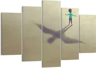 Produktbild von Bild auf Leinwand - Leinwandbild - 5 Teile - Kind Symbol Vogel - 150x100cm - Wand Bild - Wanddeko - Wandbilder - Leinwanddruck - Bilder - Wanddekoration - Leinwand bilder - Wandbild - EA150x100-4765
