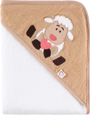 Immagine prodotto di Asciugamano con cappuccio Be Mammy in cotone 100 cm x 100 cm BE20-240-BBL (Bianco - Pecora, 100 cm x 100 cm)