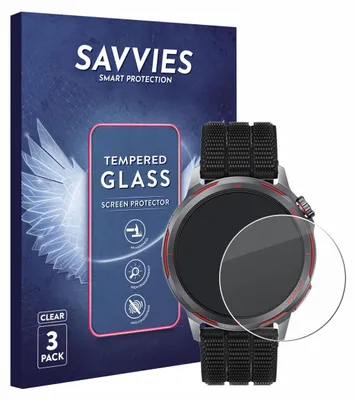 Produktbild von 3x Savvies Schutzglas für Huawei Watch GT Runner 2 Displayschutz 9H Glas klar transparent