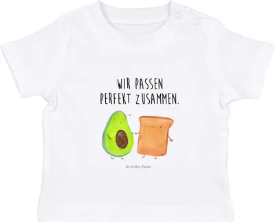 Produktbild von Mr. & Mrs. Panda Babyshirt Avocado Toast 0. - 6. Monat - Weiß - Geschenk, Baby Oberteil, Organic Shirt, Hochzeit, T-Shirt, Liebe, Freund, Kinder Top,