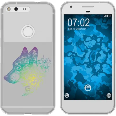 Produktbild von PhoneNatic Case kompatibel mit Google Pixel XL Silikon-Hülle Floral Wolf M3-4