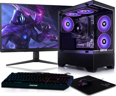 Immagine prodotto di BEASTCOM Q3 | PC da gioco essenziale | Set completo | AMD Ryzen 7 8X 4.60GHz 16 Threads | Grafica Radeon Vega 4K | 16GB RAM | 1TB SSD | Monitor LED 24" + Set di accessori | Windows 11 Pro
