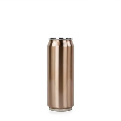 Isolierflasche 500 ml Edelstahl Kupferglanz mit Trinkhalmdeckel