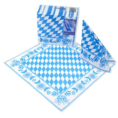 Produktbild von 60 Bayern Raute Servietten 40×40cm blau weiß Dunisoft Duni  Wasen Wiesn
