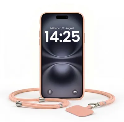 Produktbild von Handyhülle für Apple iPhone 16 Plus mit Handykette Band Kordel Hülle Case Schutzhülle Rosa Rose