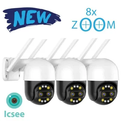Productafbeelding van Set van 3 RobiCam camera's met dubbele lens, voor buiteninstallatie, met 8x optische zoom.