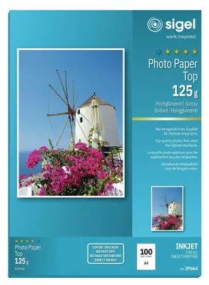 Obrázok produktu pre sigel IP664 InkJet-Top-Foto-Papier, DIN A4, hochglänzend, 125 g/qm