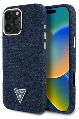 Image de Case Guess Denim Triangle Logo Magsafe Do Iphone 16 Pro Max Niebieski