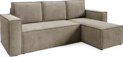 Zdjęcie produktu dla BETTSO Narożnik sztruksowy RODA z funkcją spania 248 cm Wygodna sofa rozkładana Brązowy