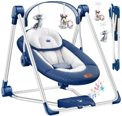 Produktbild von KIDIZ® Babywippe Babyschaukel mit 5 Geschwindigkeitseinstellungen zusammenklappbarer Baby Wippe Schaukel Babyhochstuhl mit Spielbogen Spielzeugen 5 beruhigende Naturgeräusche geborene