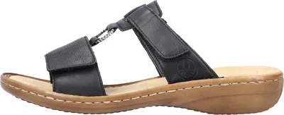 Produktbild von Rieker Damen Pantolette mit Klettverschluss und T-Riemen 60885, Größe:39 EU, Farbe:Schwarz