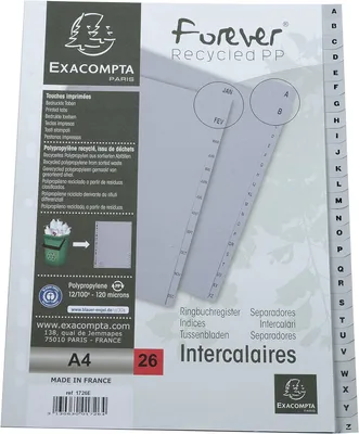 Imagen del producto de EXACOMPTA 1726E EXACOMPTA Kunststoff-Register, A-Z, DIN A4, 26-teilig